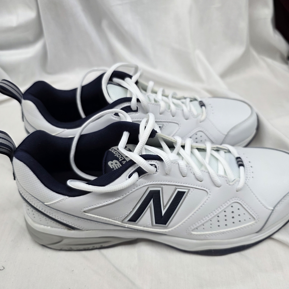 New Balance White and Navy Men's Athletic Sneakers - Picture 5 of 10